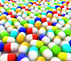 Image showing Tablets background. 3D illustration. Anaglyph. View with red/cya