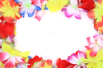 Image showing color plastic hawaii flowers background