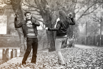 Image showing Happy young Couple in Autumn Park