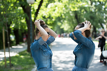 Image showing twin sister with sunglasses