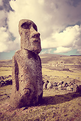 Image showing Moai statue, ahu Tongariki, easter island