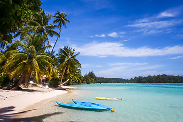 Image showing Paradise tropical beach and lagoon in Moorea Island