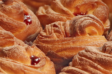 Image showing cruffins with jam background