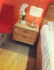 Image showing Modern bedroom in orange tones