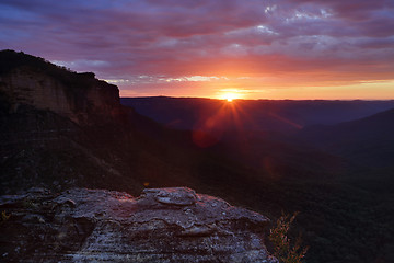 Image showing Sunrise over the Mountain ranges