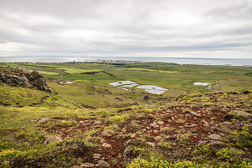 Image showing Akranes landscape seen from Akrafjall mountain