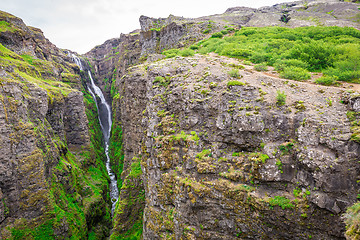 Image showing Glymur waterfall during summer in Iceland