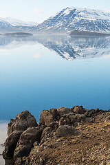 Image showing Icelandic mountains with the amazing lagoon in winter