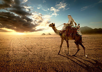 Image showing Bedouin at sunset