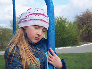 Image showing Beautiful schoolgirl outdoors 