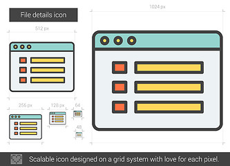 Image showing File details line icon.