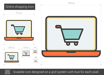 Image showing Online shopping line icon.