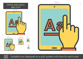 Image showing Online education app line icon.