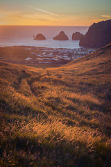 Image showing Sunset at the vestmannaeyjar island