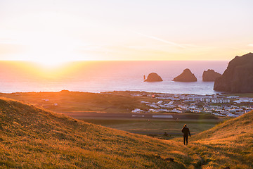 Image showing Sunset at the vestmannaeyjar island