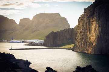 Image showing Rocks and the coast at vestmannaeyjar island