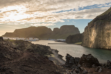 Image showing Rocks and the coast at vestmannaeyjar island