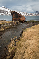 Image showing A massive shipwreck at the Icelandic coast