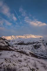 Image showing Winter landscape near Glymur waterfall, Iceland