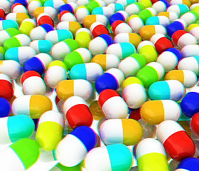 Image showing Tablets background. 3D illustration. Anaglyph. View with red/cya