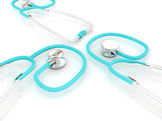 Image showing stethoscope. 3d illustration. Anaglyph. View with red/cyan glass