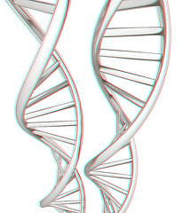 Image showing DNA structure model. 3d illustration. Anaglyph. View with red/cy