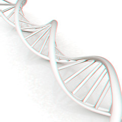 Image showing DNA structure model. 3d illustration. Anaglyph. View with red/cy