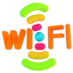 Image showing color wifi icon. 3d illustration. Anaglyph. View with red/cyan g