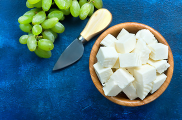 Image showing cheese with grape