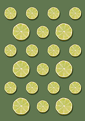 Image showing The lemon pattern on green background. Minimal concept.