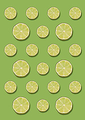 Image showing The lemon pattern on green background. Minimal concept.