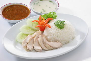 Image showing Thai Food steam chicken over rice