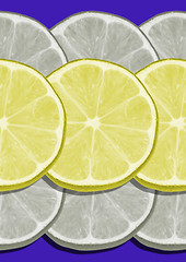 Image showing The lemon pattern on blue background. Minimal concept.