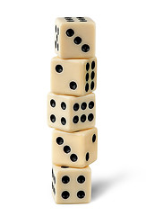 Image showing Five gaming dice