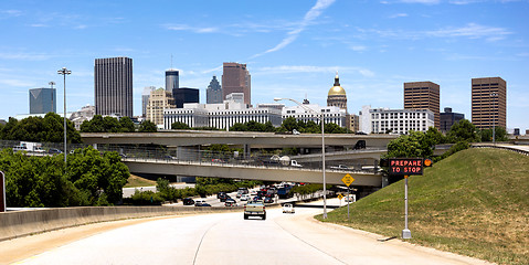 Image showing Car Entering Highway Rush Hour Downtown Atlanta Georgia City Sky