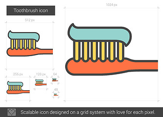 Image showing Toothbrush line icon.