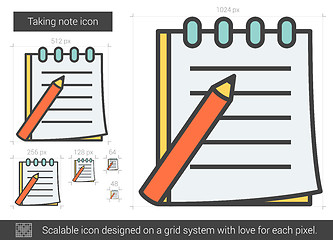 Image showing Taking note line icon.