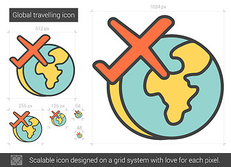 Image showing Global traveling line icon.