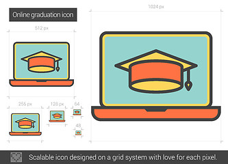 Image showing Online graduation line icon.