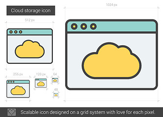 Image showing Cloud storage line icon.