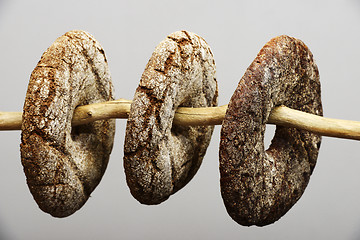 Image showing three finnish round rye bread