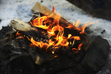 Image showing closeup of burning wood in fire