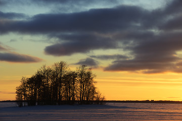 Image showing sunset on the lake in winter, Finland