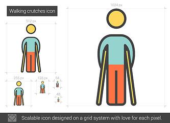 Image showing Walking crutches line icon.