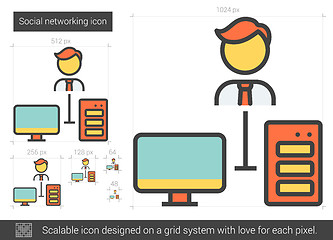 Image showing Social networking line icon.