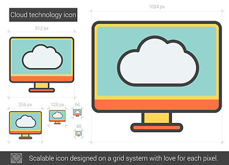 Image showing Cloud technology line icon.