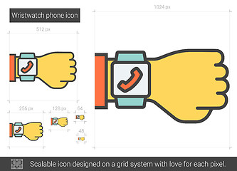 Image showing Wristwatch phone line icon.