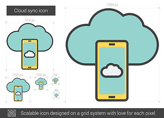 Image showing Cloud sync line icon.