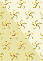 Image showing The group of bananas against yellow background