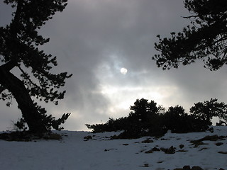 Image showing Dark sun. Troodos. Cyprus